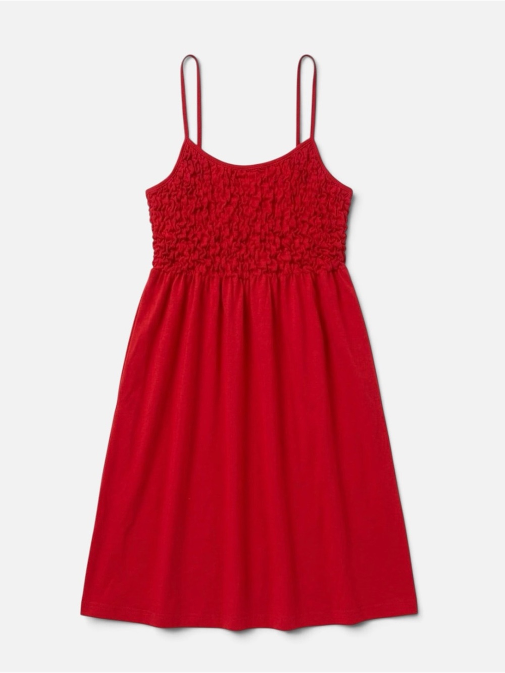 Chesley Red Smocked Bodice Mini Dress